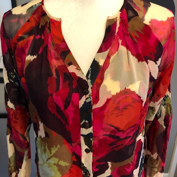 DVF Neala Maasai Floral Motif Silk Blouse 0 - Picture 4 of 11